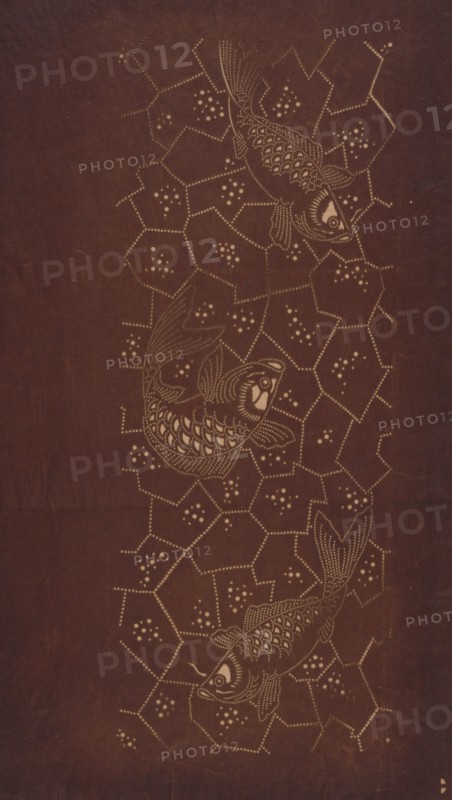 Katagami stencil with fish, between 1900 and 1952.