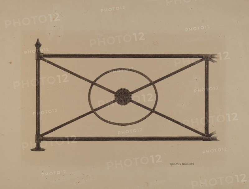 Balcony Railing with Cast Rosette, c. 1940.