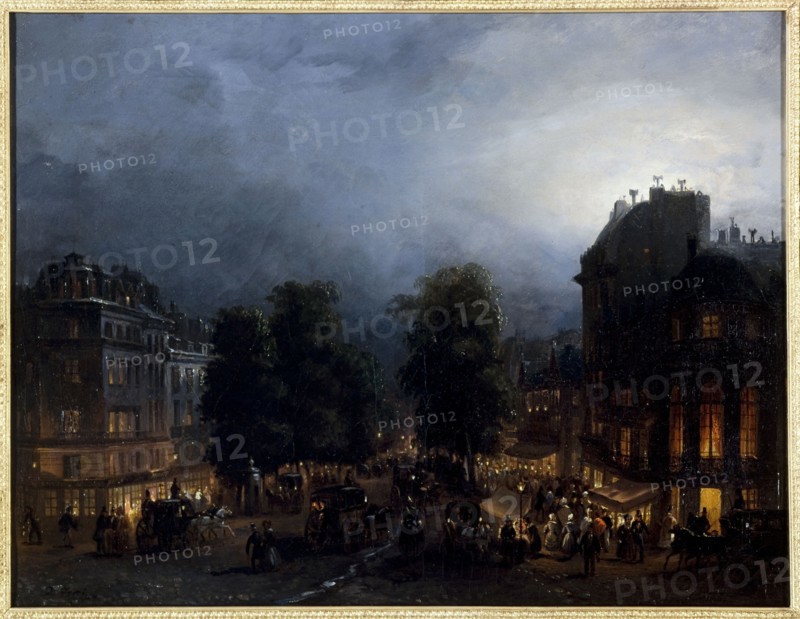 Boulevard des Italiens at Nuit, around 1835.