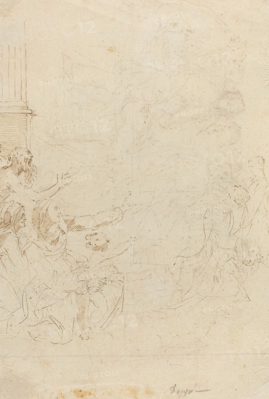 Seven Figures Witnessing an Ascension [verso].