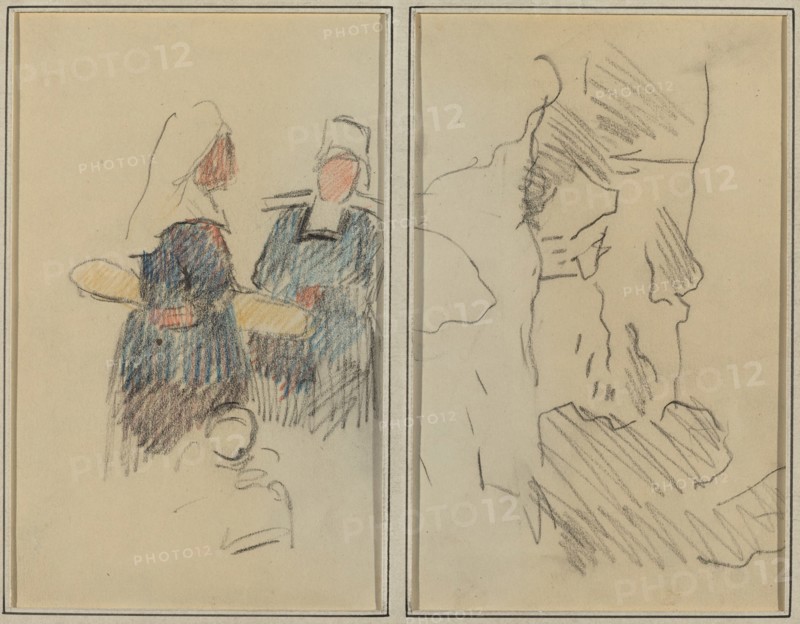 Two Breton Women; Landscape [recto], 1884-1888.