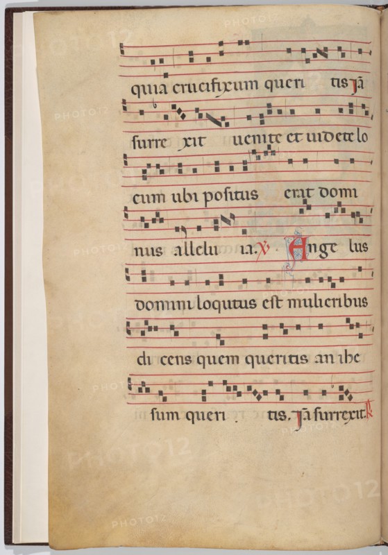 Leaf 1 from an antiphonal fragment (verso), c. 1275.