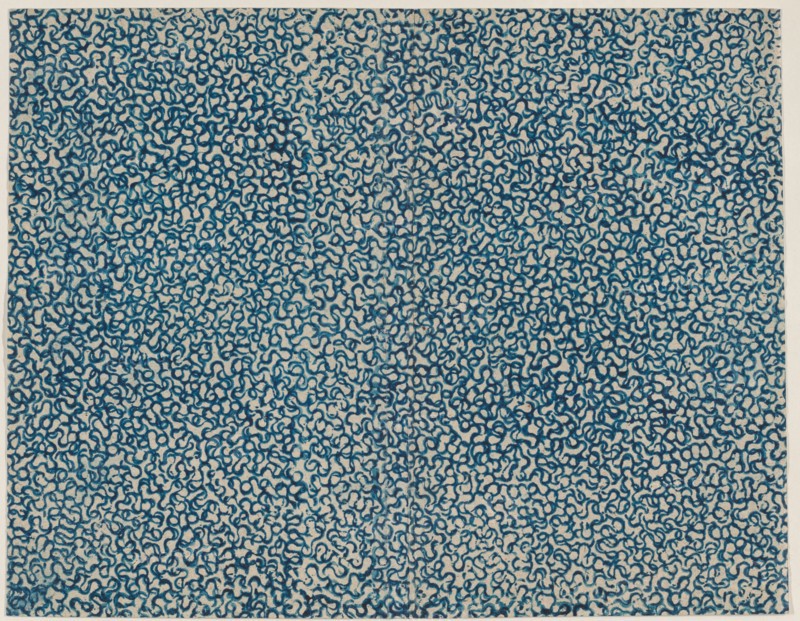 Sheet with overall squiggly line pattern, 19th century.