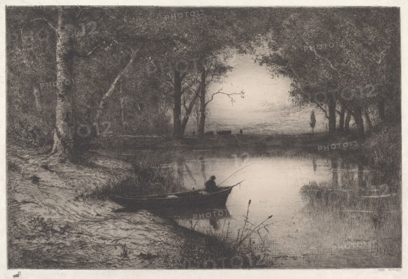 A Fisherman in a Wooded Pond at Evening, 1887.