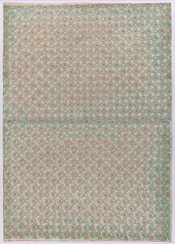 Sheet with overall floral and dot pattern, 19th century.