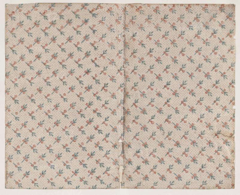 Sheet with dot grid pattern with bouquets, 19th century.