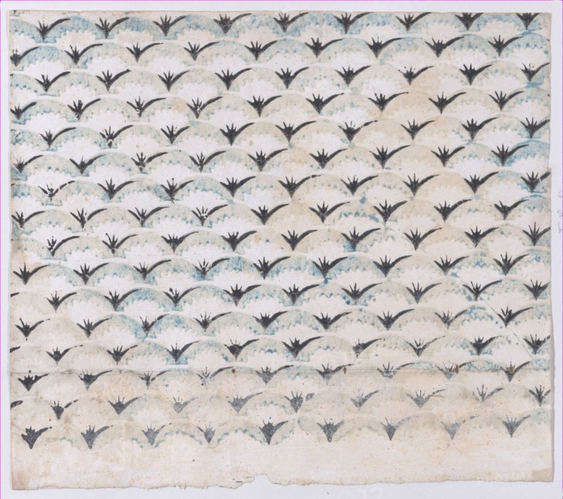 Sheet with overall curved abstract pattern, 19th century.