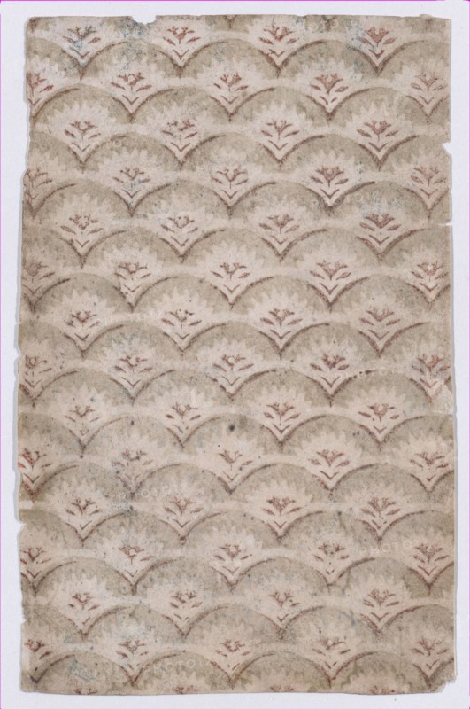 Sheet with overall curved abstract pattern, 19th century.