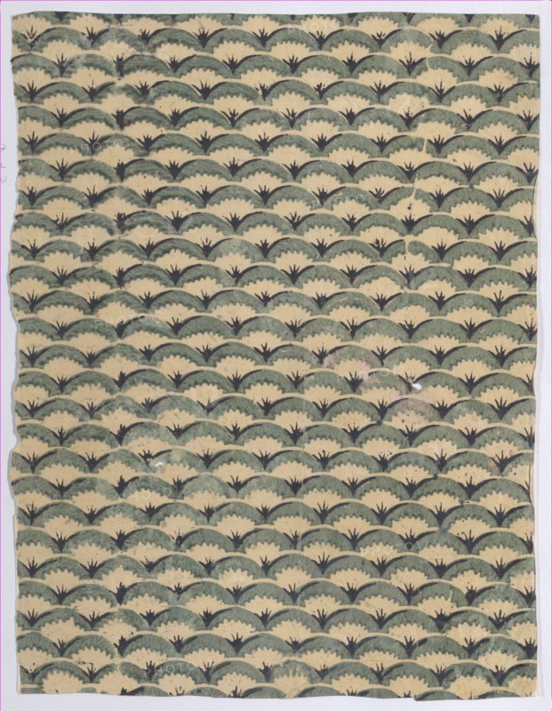 Sheet with overall curved abstract pattern, 19th century.