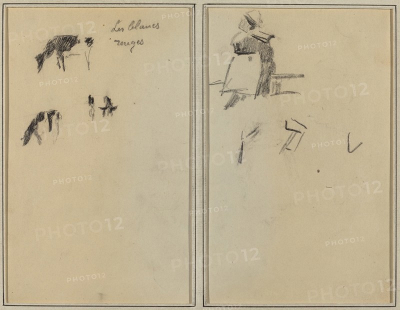 Two Cows; A Seated Breton Woman [verso], 1884-1888.