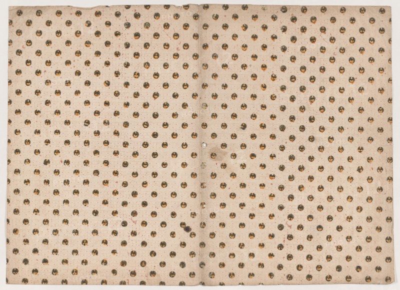 Book cover with overal circle and dot pattern, 19th century.