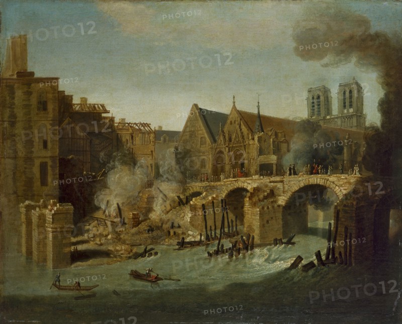 Le Petit-Pont, après l'incendie de 1718, 1718.