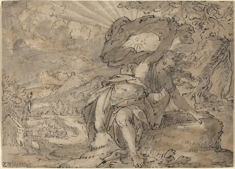 Allegorical Female Figure in a Landscape [recto], c. 1600.