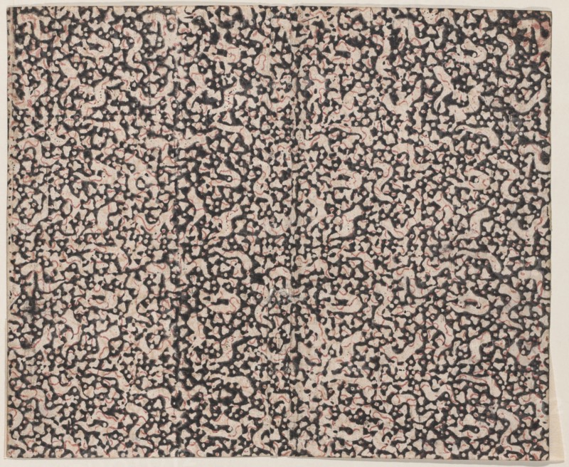 Book cover with overall floral and dot pattern, 19th century.