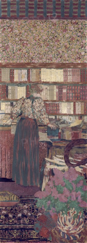 Figures in an interior. The choice of books, 1896.