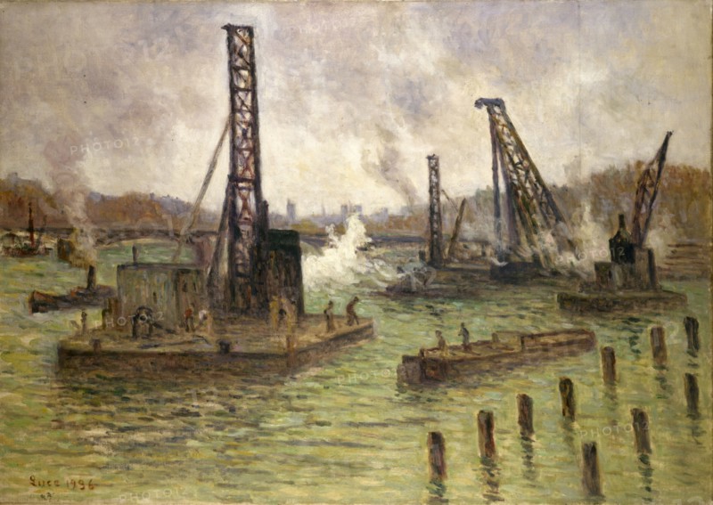 Works on the Seine, at Pont des Saints-Peres, 1936.