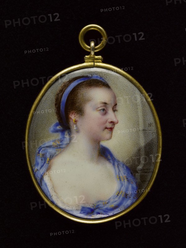Portrait of a young woman in a blue headscarf, 1759.