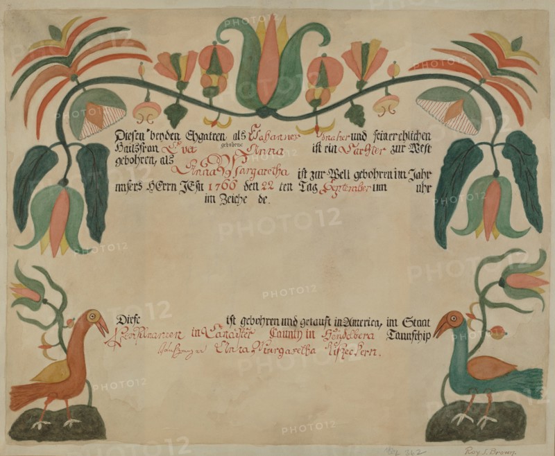 Pa. German Birth and Baptismal Certificate, 1935/1942.