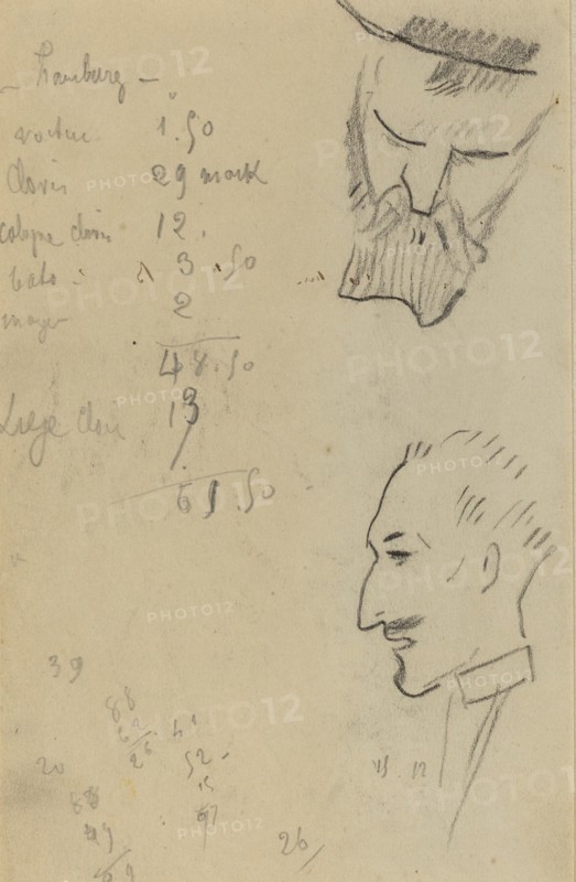 A Bearded Man and a Man in Profile [verso], 1884-1888.