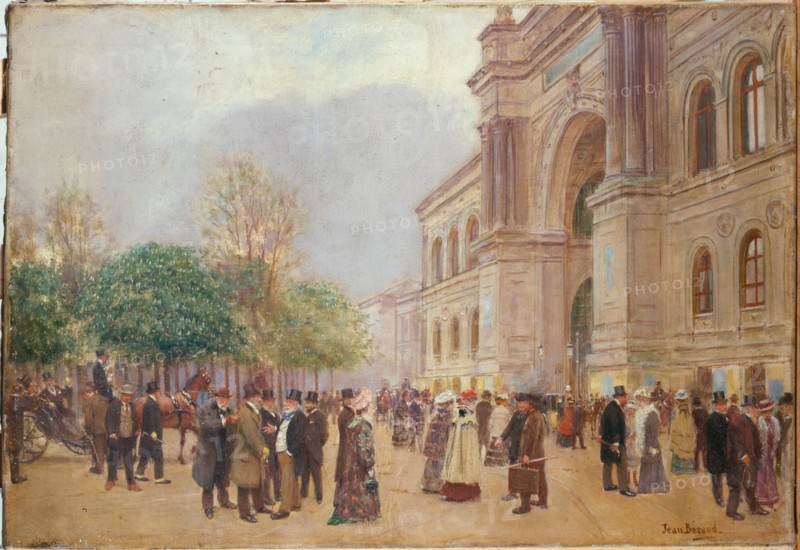 Leaving the Salon, at the Palais de l'Industrie, c1890.