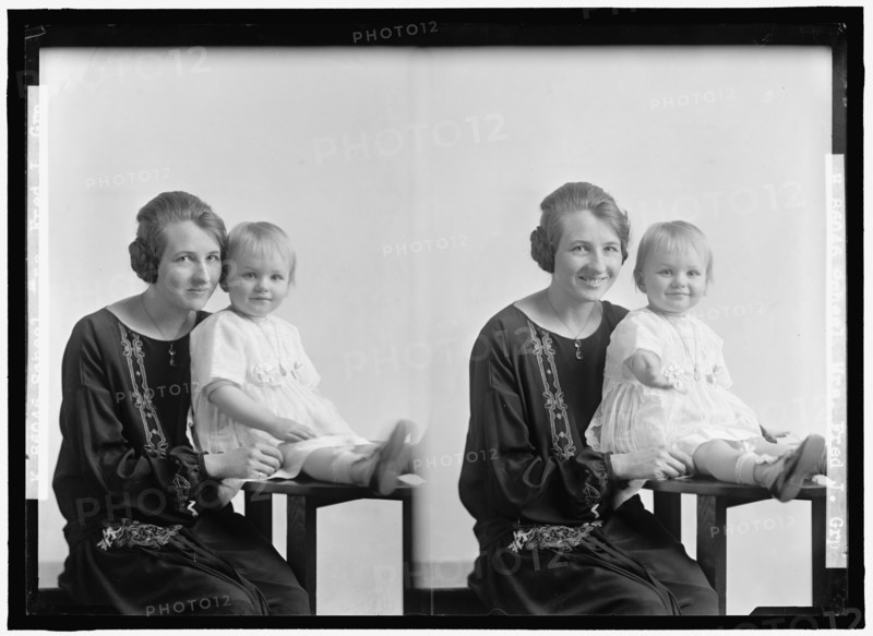 Mrs. Fred J. Scheel and child, between 1930 and 1950.