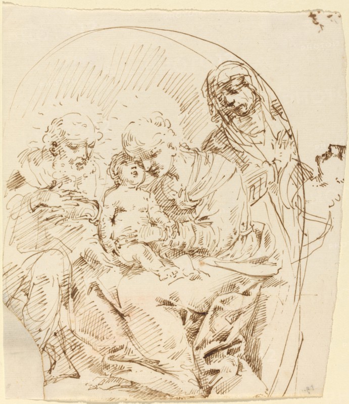 Holy Family with Saint Anne and Female Head in Profile.