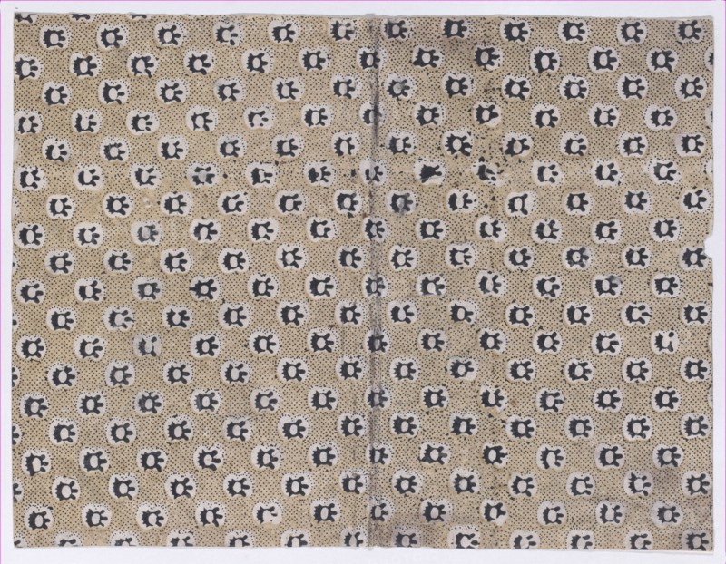 Book cover with overall dot and abstract pattern, 19th century.