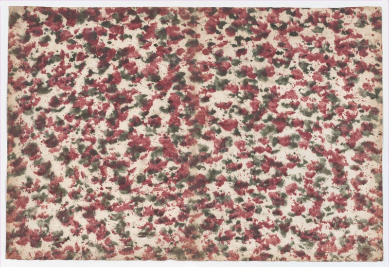 Sheet with overall green and red splotchy design, 19th century.
