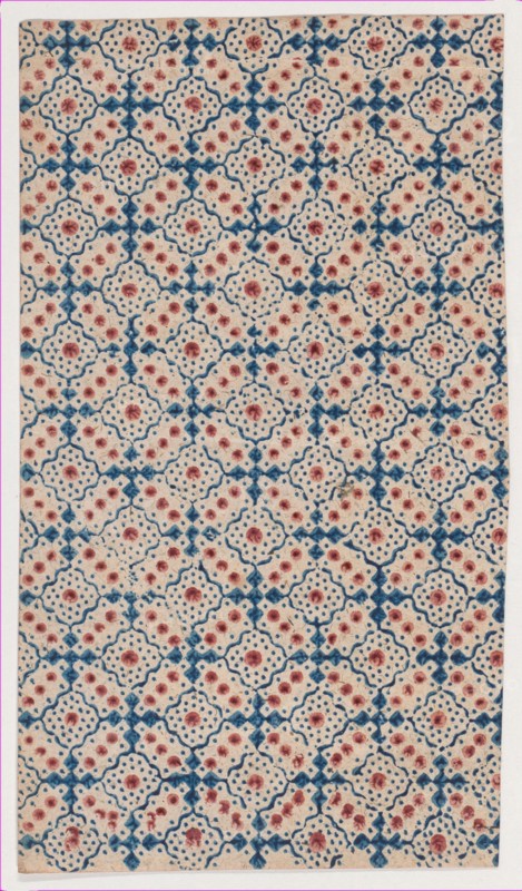 Sheet with an overall pattern of dots and squares, 19th century.