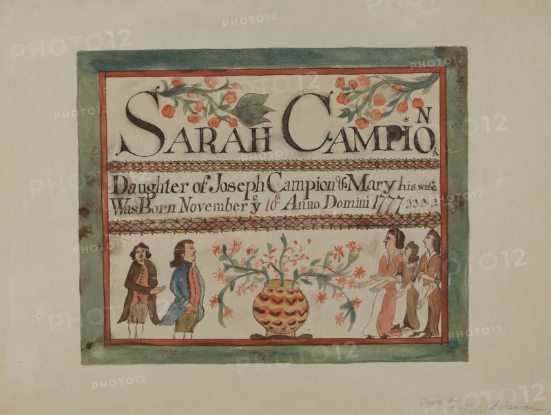 Pa. German Birth Certificate, c. 1936. Creators: Herbert Barnard, Glen Pearce.