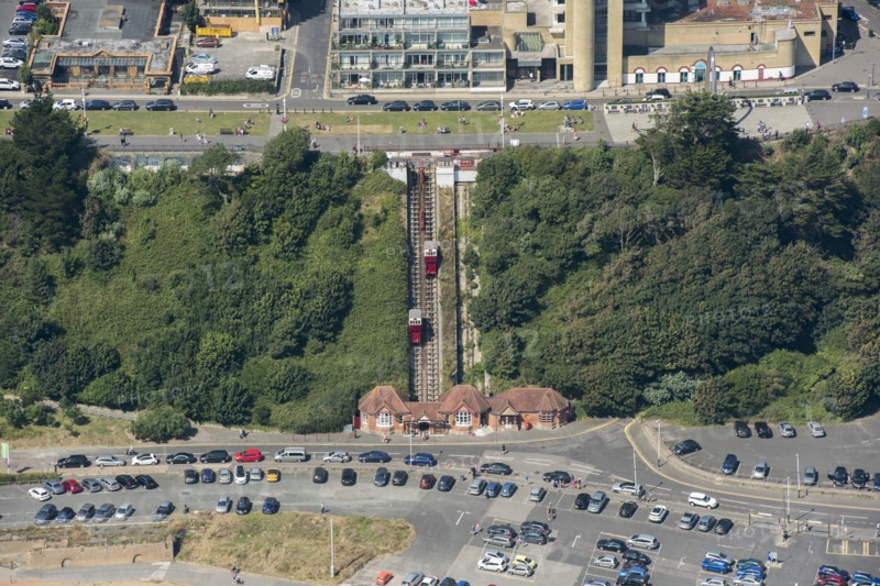 The Leas Lift funicular railway, Folkestone, Kent, 2016.