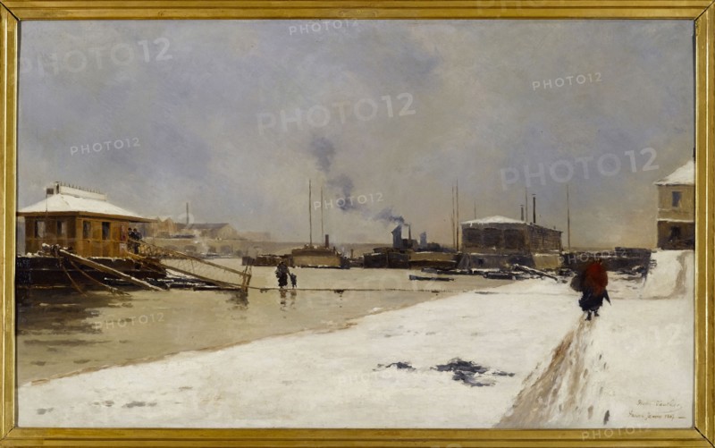 Lower port of Pont de Tolbiac, during the flood, 1887.
