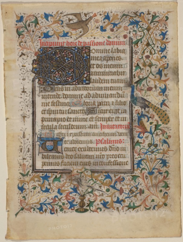 Manuscript Leaf from a Book of Hours (incip. Passionis), 1390.