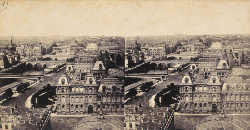 The seven bridges on the Seine / Paris, between 1860 and 1862.