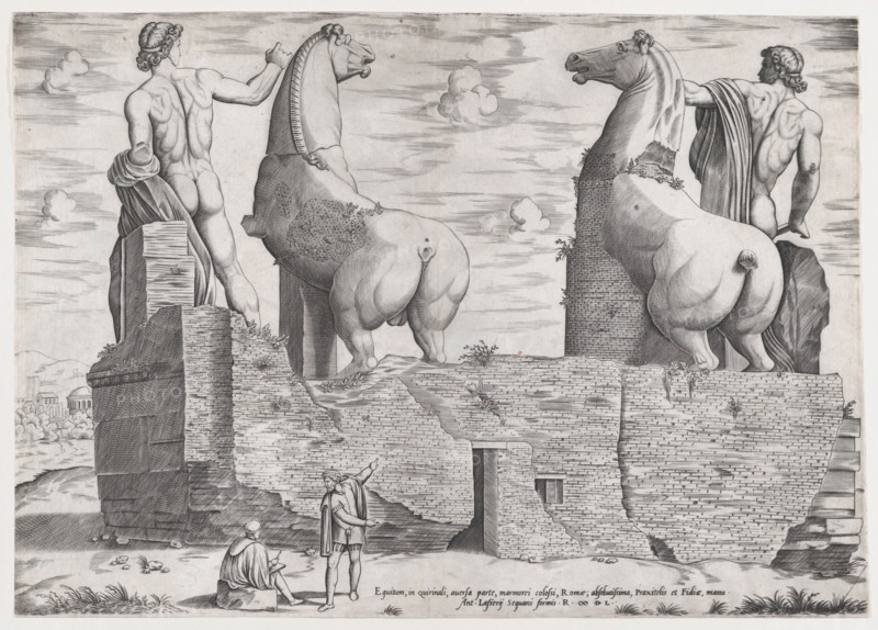 View of the Back of Statues of the Dioscuri at the Quirinal, 1550.