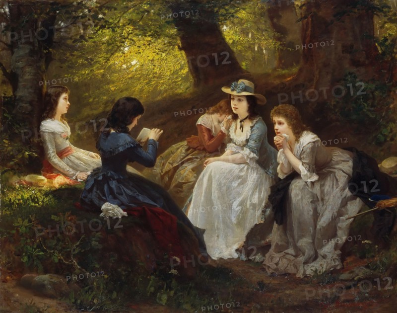 Reading from Goethe's Werther, 1870. Creator: Amberg, Wilhelm August (1822-1899).
