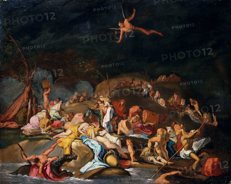 The Deluge. Deucalion and Pyrrha, ca 1675. Creator: Carpioni, Giulio (1613-1678).
