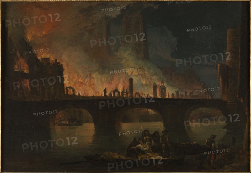 The fire at Hotel Dieu, in 1772, c1772.