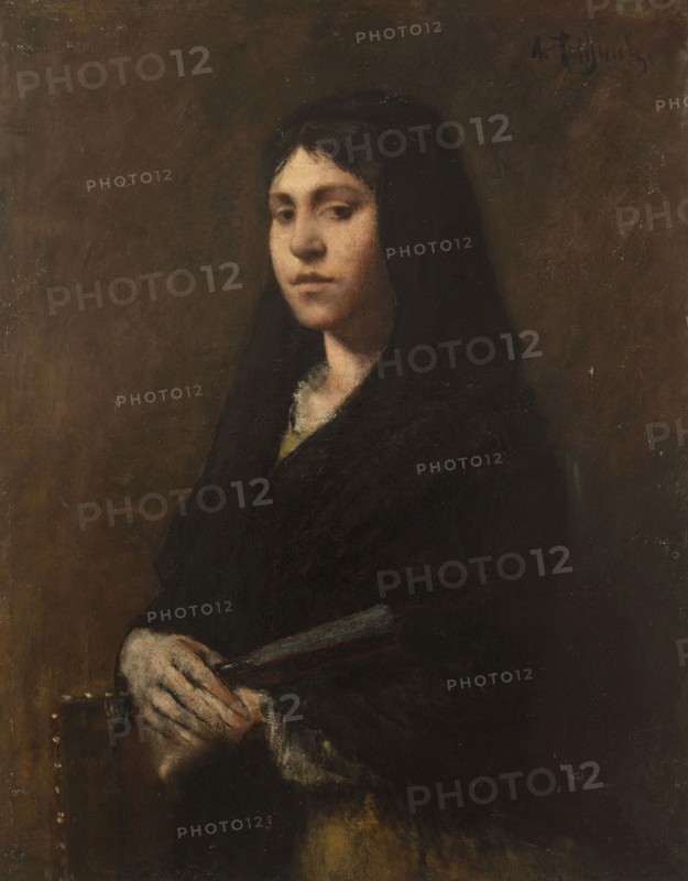 Woman with a fan, between 1873 and 1892.