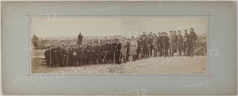 Panorama: group portrait of soldiers, 1870.