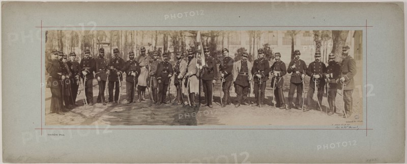 Panorama: group portrait of soldiers, 1870.