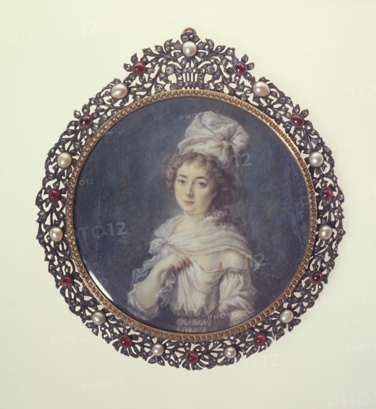 Young woman in a white headscarf, between 1790 and 1800.