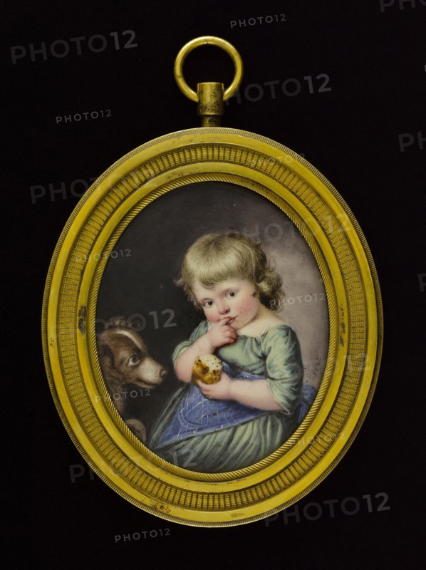 Portrait of a little girl with a dog, between 1790 and 1800.