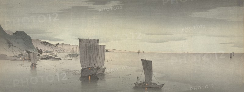 Ships anchored offshore, Between 1900 and 1915. Private Collection.