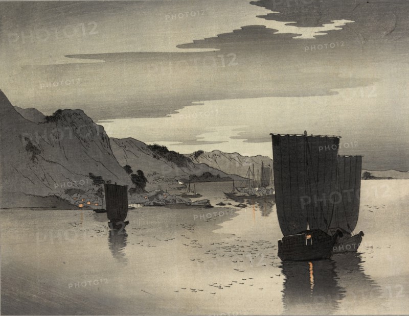 Ships anchored offshore, Between 1900 and 1915. Private Collection.