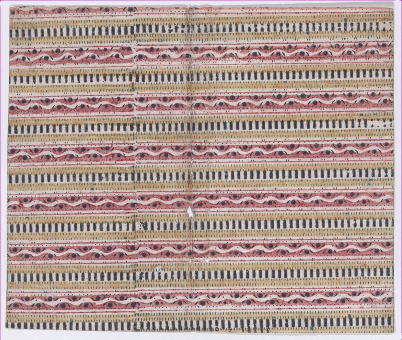 Book cover with overall geometric and stripe pattern, 19th century.