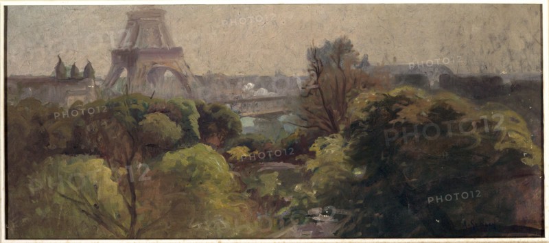 Eiffel Tower, seen from the Delessert garden, 1903.