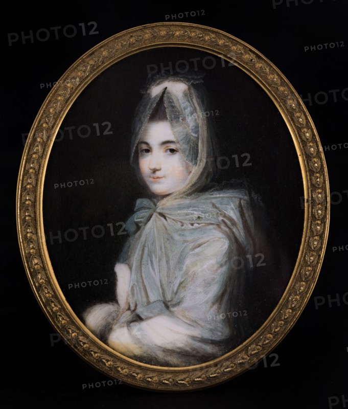 Portrait d'une jeune femme en mante bleutée, c1780- 1785. \r