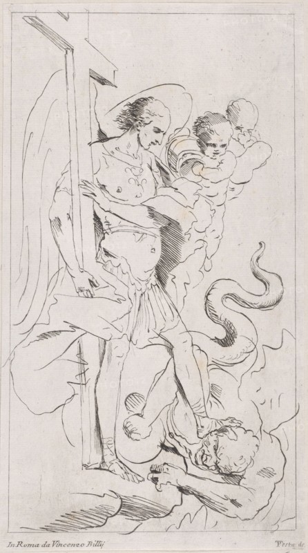 Saint Michael the Archangel crushing the demon underfoot, 1700-1800.
