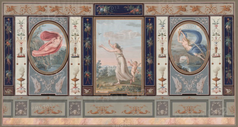 Elaborate Wall Decoration with Endymion and Hebe, c. 1800.